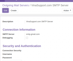 [Odoo] Cấu hình Outgoing Mail Servers sử dụng tài khoản Gmail