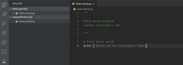 Hướng dẫn lập trình Python với Visual Studio Code - VinaSupport