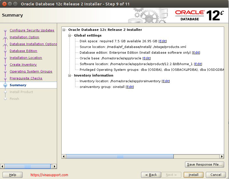 Huong dan cai dat Oracle Database 12c Tren CentOS 7.x - Buoc 11