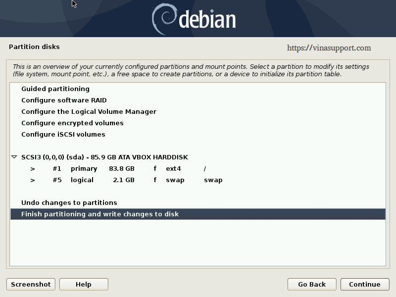 Huong dan cai dat Debian 10 - Buoc 16
