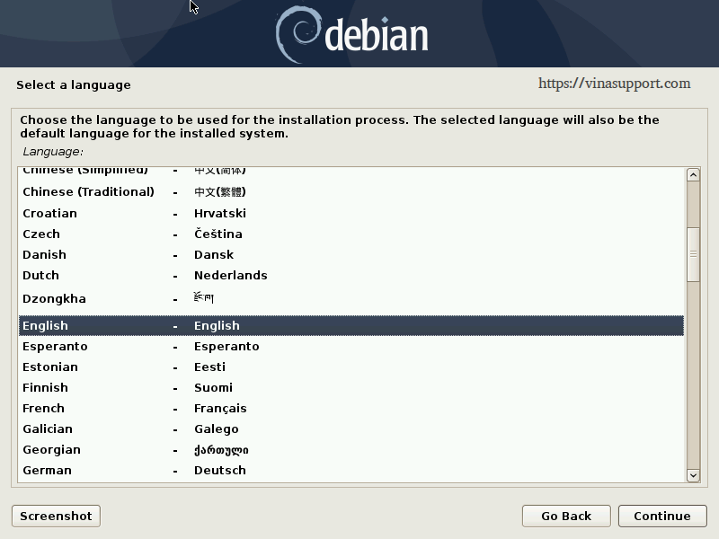 Huong dan cai dat Debian 10 - Buoc 2