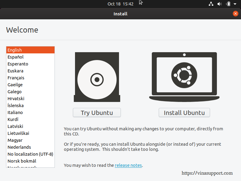 Huong dan cai dat Ubuntu 19.10 Desktop - Buoc 2