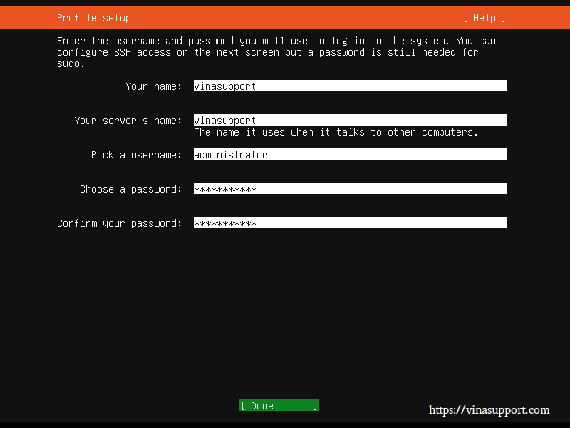 Cai dat HDH Ubuntu Server 20.04 - Buoc 11